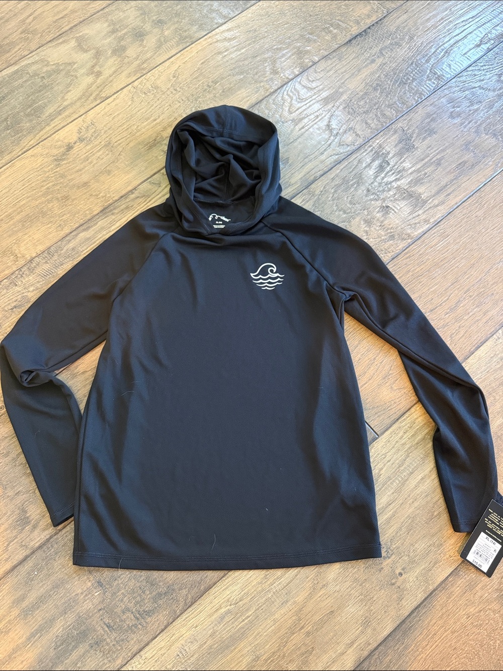 Target Black Kids Hooded Swim Rashguard with Wave Logo